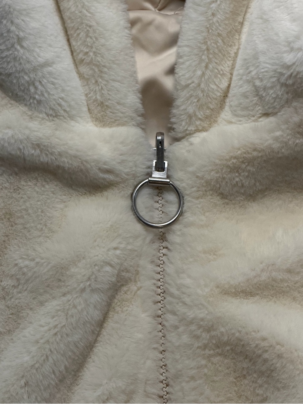 H&M Divided Reversible Teddy Fleece Hooded Jacket Cream Cropped Zip Women’s M - Picture 3 of 12